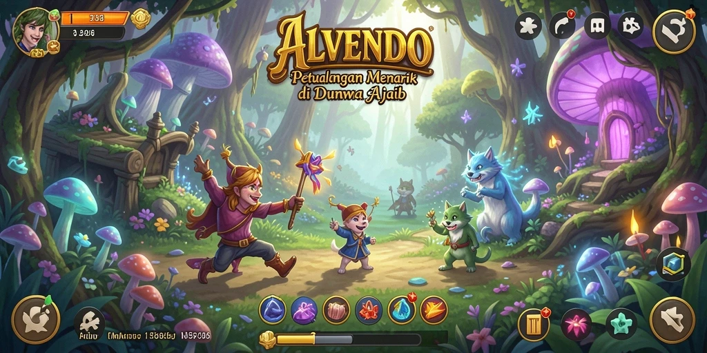 Tampilan gameplay ALVENDO saat menjelajahi dunia petualangan yang menakjubkan.